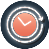 A timer icon with a continuous arrow around it.